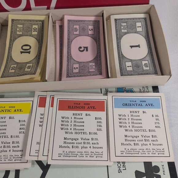 Vintage Monopoly Parker Brothers 1961 Real Estate Trading Board Game Equipment - Picture 4 of 16